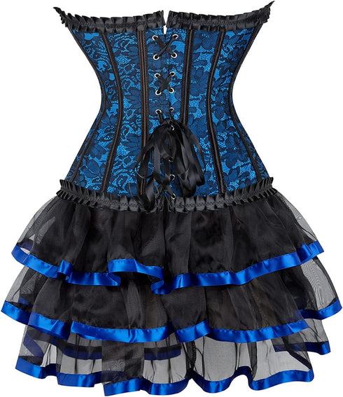 Women Corset Dress Gothic Corset Skirt Set Burlesque Dress Costume