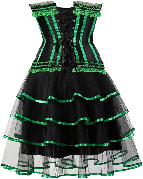 Corset Dresses Overbust Corset Skirt Set Moulin Rouge Showgirl Saloon Girl Costume Clubwear