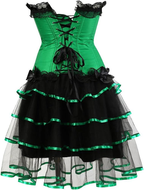Corset Dresses Overbust Corset Skirt Set Moulin Rouge Showgirl Saloon Girl Costume Clubwear