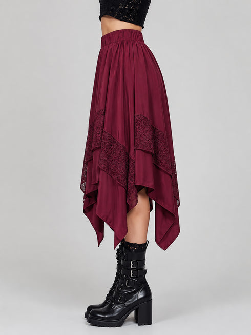 Womens Renaissance Skirt Asymmetrical Flowy Goth Skirt