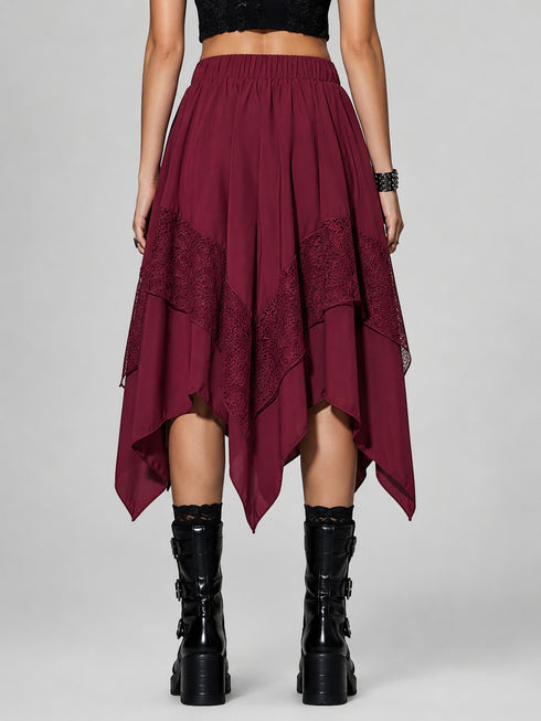 Womens Renaissance Skirt Asymmetrical Flowy Goth Skirt