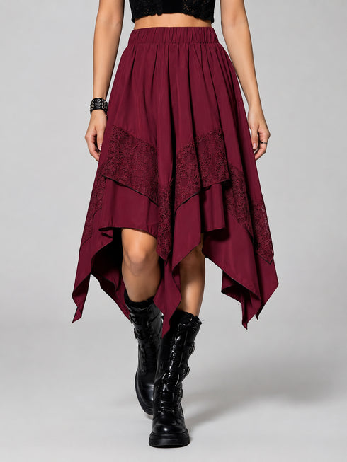 Womens Renaissance Skirt Asymmetrical Flowy Goth Skirt