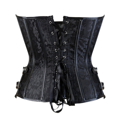 Women Faux Leather Steampunk Carnival Party Bustiers Corset Top