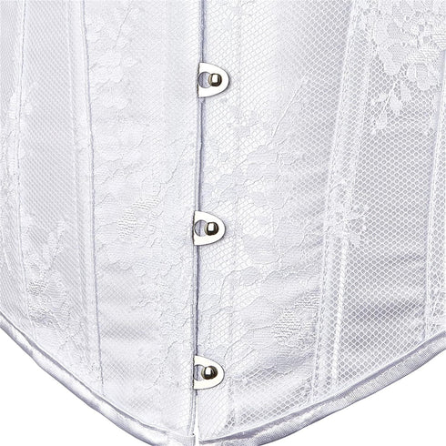 Women Corset Top with Lace Sleeve Bustier Waist Cincher Costume Tops