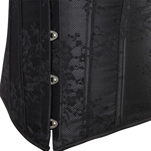 Women Corset Top with Lace Sleeve Bustier Waist Cincher Costume Tops