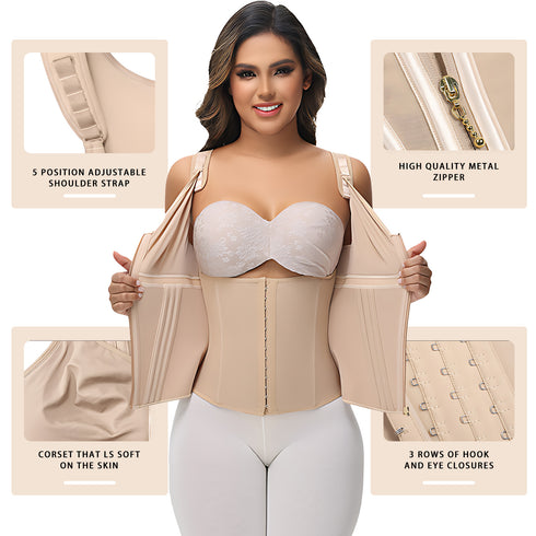 Waist Trainer for Women Tummy Control Sport Workout Body Shaper Vest Zipper and Hooks