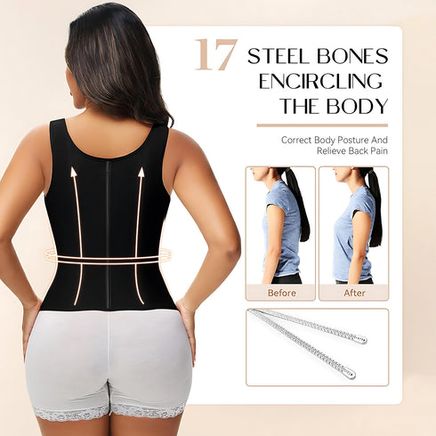 Waist Trainer for Women Tummy Control Sport Workout Body Shaper Vest Zipper and Hooks
