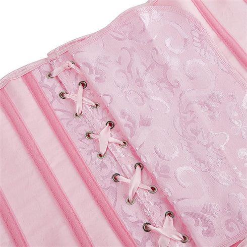 Women Corset Top with Lace Sleeve Bustier Waist Cincher Costume Tops