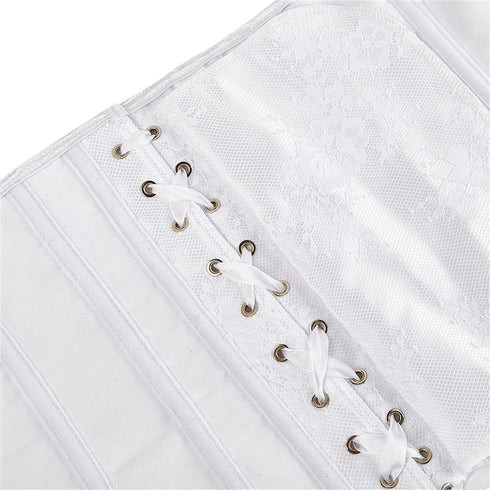 Women Corset Top with Lace Sleeve Bustier Waist Cincher Costume Tops