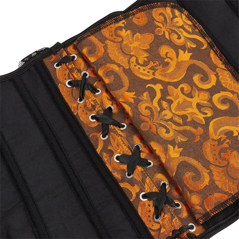 Women Corset Top with Lace Sleeve Bustier Waist Cincher Costume Tops