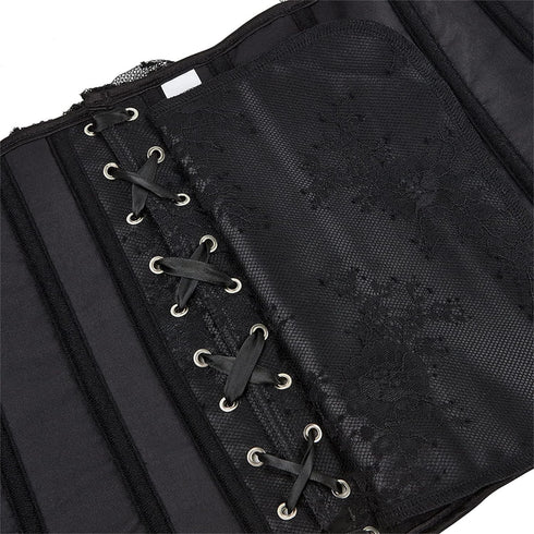 Women Corset Top with Lace Sleeve Bustier Waist Cincher Costume Tops