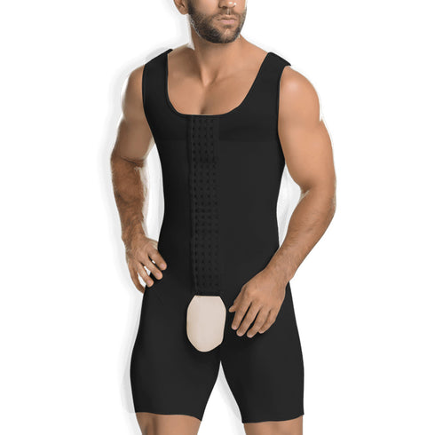 Men Body Shaper Tummy Control Jumpsuit Adjustable Shapewear Open Crotch Bodysuit