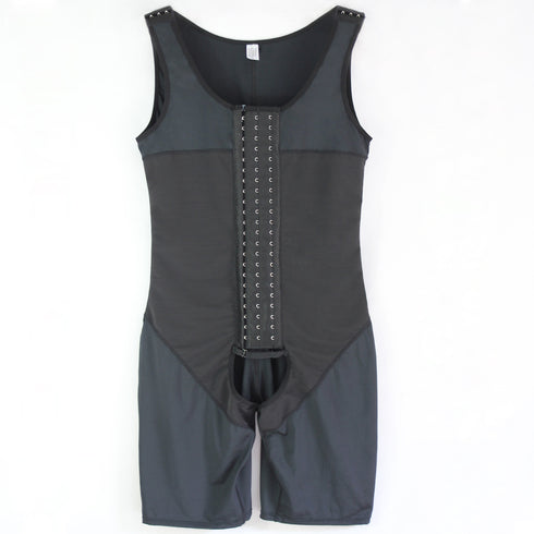 Men Body Shaper Tummy Control Jumpsuit Adjustable Shapewear Open Crotch Bodysuit