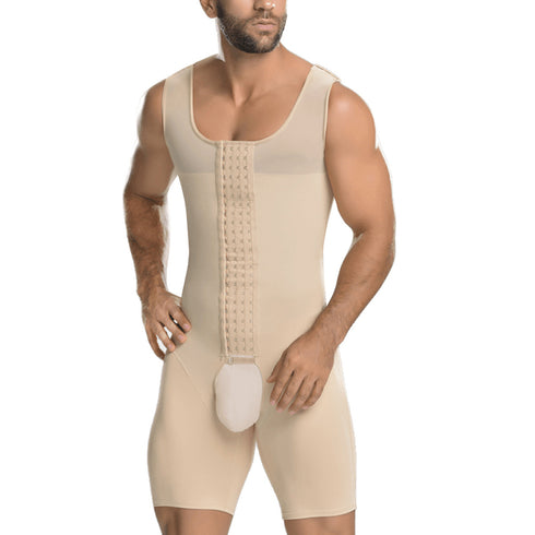 Men Body Shaper Tummy Control Jumpsuit Adjustable Shapewear Open Crotch Bodysuit