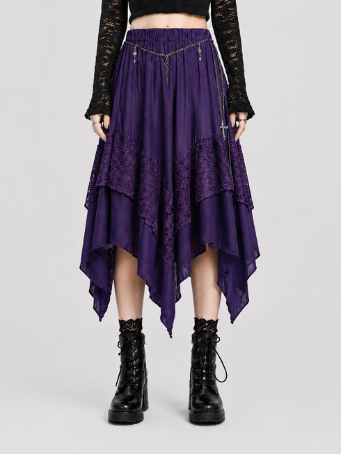 Womens Renaissance Skirt Asymmetrical Flowy Goth Skirt