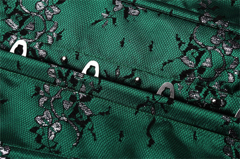 Beauty Floral Trim Burlesque Lace Up Overbust Corset