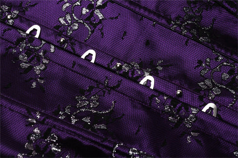 Beauty Floral Trim Burlesque Lace Up Overbust Corset