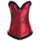 Beauty Floral Trim Burlesque Lace Up Overbust Corset