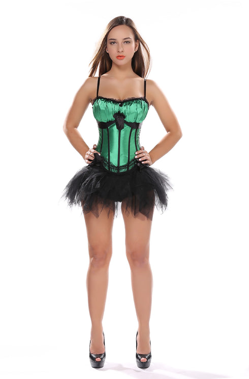 Bowknot Trim Sexy Removable Spaghetti Strap Overbust Corset