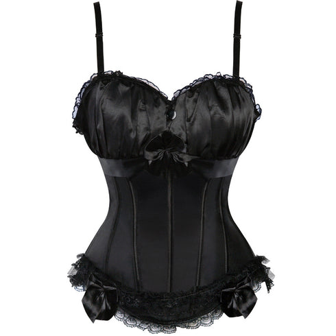 Bowknot Trim Sexy Removable Spaghetti Strap Overbust Corset