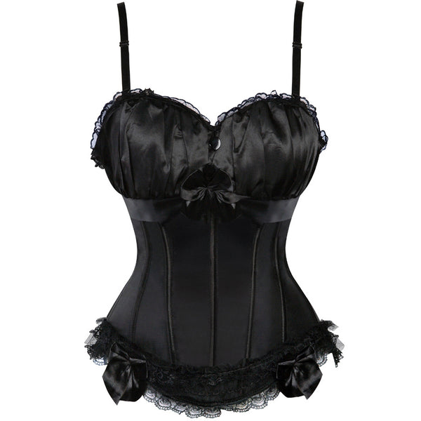 Bowknot Trim Sexy Removable Spaghetti Strap Overbust Corset