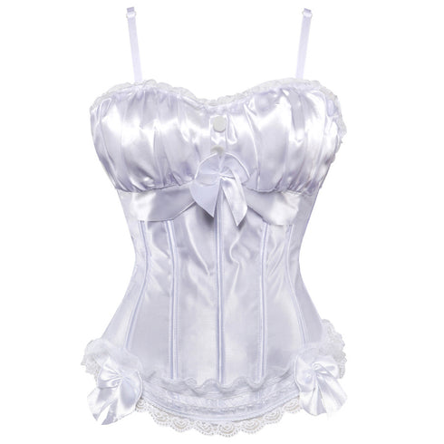 Bowknot Trim Sexy Removable Spaghetti Strap Overbust Corset