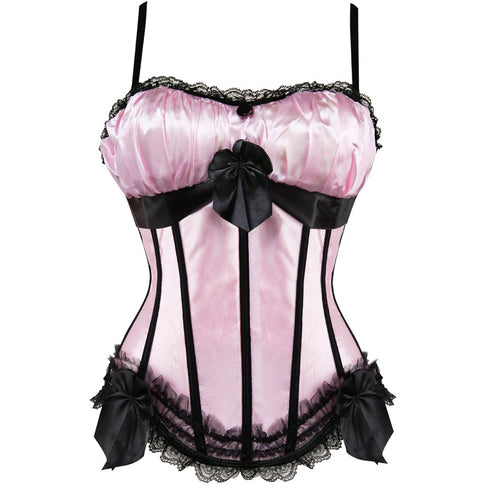 Bowknot Trim Sexy Removable Spaghetti Strap Overbust Corset