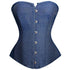 Classic Comfortable Blue Denim Jean Overbust Bustier Corset