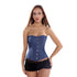 Classic Comfortable Blue Denim Jean Overbust Bustier Corset
