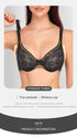 Comfort Breathable Anti-Sagging Push Up Ultra Thin Underwired Black Plus Size Lace Bra