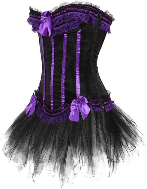 Corset Dress Bustier Corset Top Skirt Burlesque for Women Halloween Costume