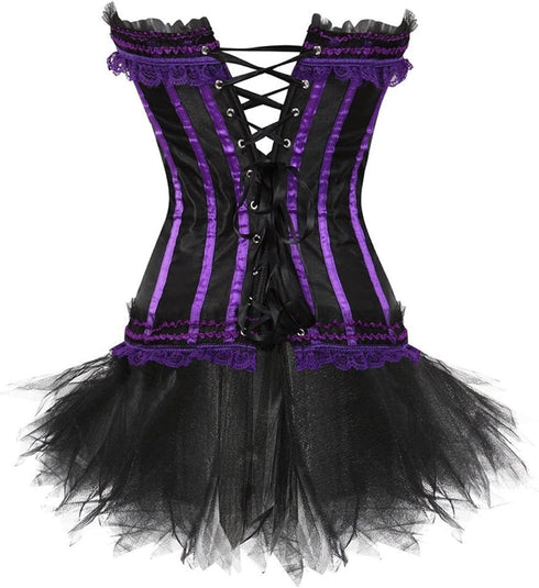 Corset Dress Bustier Corset Top Skirt Burlesque for Women Halloween Costume