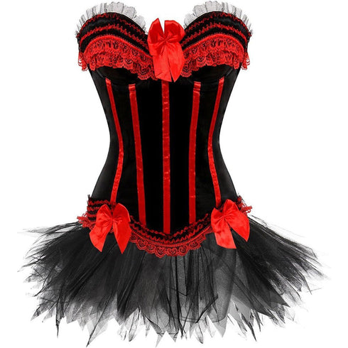 Corset Dress Bustier Corset Top Skirt Burlesque for Women Halloween Costume