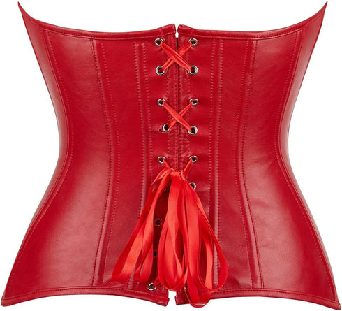 Corsets for Women Plus Size Faux Leather Steampunk Corset Top Zipper Bustier