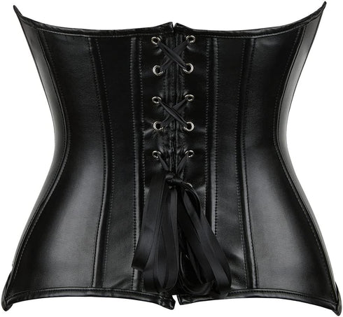 Corsets for Women Plus Size Faux Leather Steampunk Corset Top Zipper Bustier