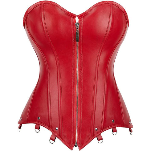 Corsets for Women Plus Size Faux Leather Steampunk Corset Top Zipper Bustier