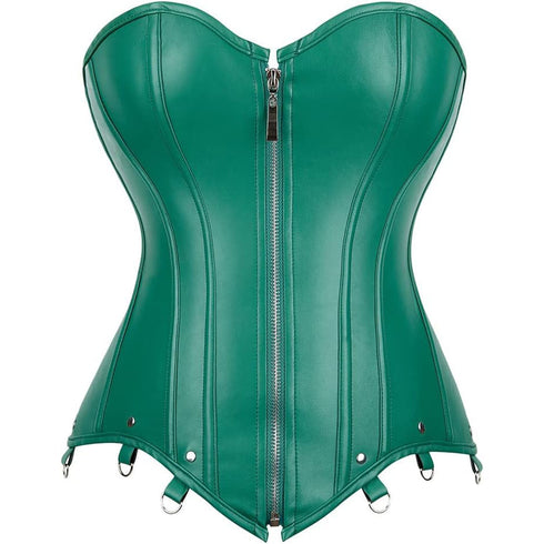 Corsets for Women Plus Size Faux Leather Steampunk Corset Top Zipper Bustier