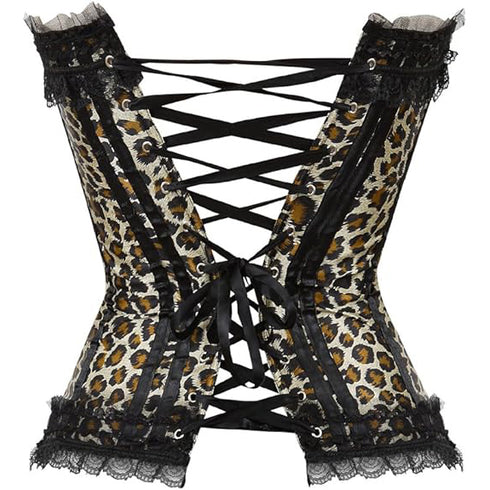 Cosplay Bowknot Hourglass Satin Lace Trim Overbust Corset