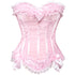 Cosplay Bowknot Hourglass Satin Lace Trim Overbust Corset