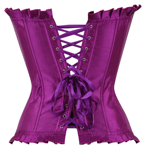 Fashion Sparkle Rhinestone Ruffle Trim Overbust Bustier Corset