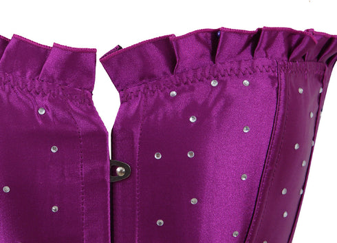 Fashion Sparkle Rhinestone Ruffle Trim Overbust Bustier Corset