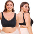 Plus Size Women's Wireless Bra Full Cup Large Breast Support Solid Lace Decoration