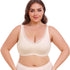 Plus Size Women's Wireless Bra Full Cup Large Breast Support Solid Lace Decoration
