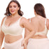 Plus Size Women's Wireless Bra Full Cup Large Breast Support Solid Lace Decoration