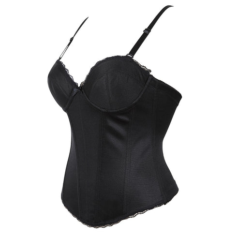 Hot Sexy Satin Underwire Cups Bridal Overbust Corset
