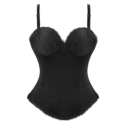Hot Sexy Satin Underwire Cups Bridal Overbust Corset