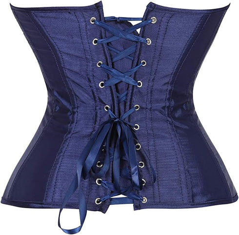 Ladies Classic Burlesque Satin Hourglass Strapless Overbust Corset