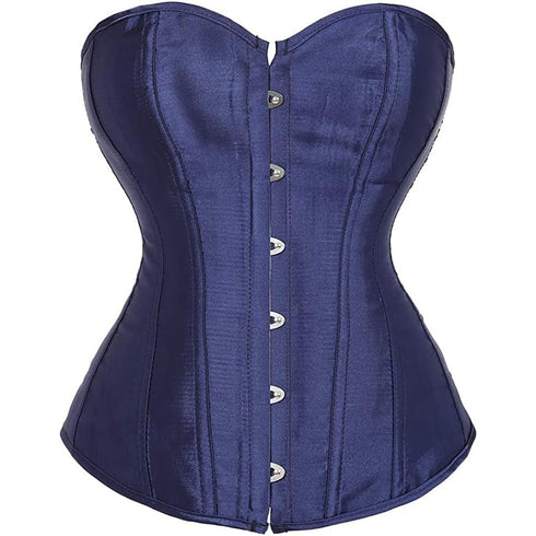 Ladies Classic Burlesque Satin Hourglass Strapless Overbust Corset