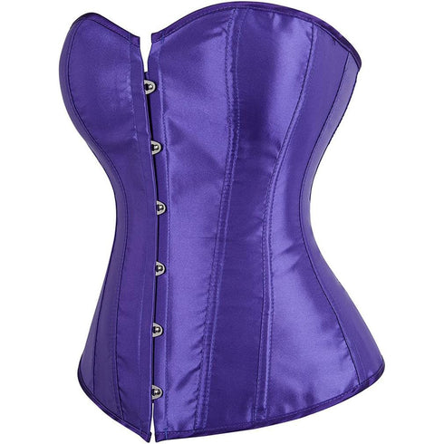 Ladies Classic Burlesque Satin Hourglass Strapless Overbust Corset