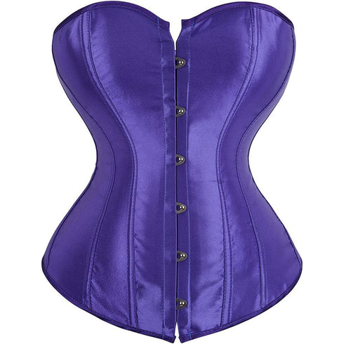 Ladies Classic Burlesque Satin Hourglass Strapless Overbust Corset